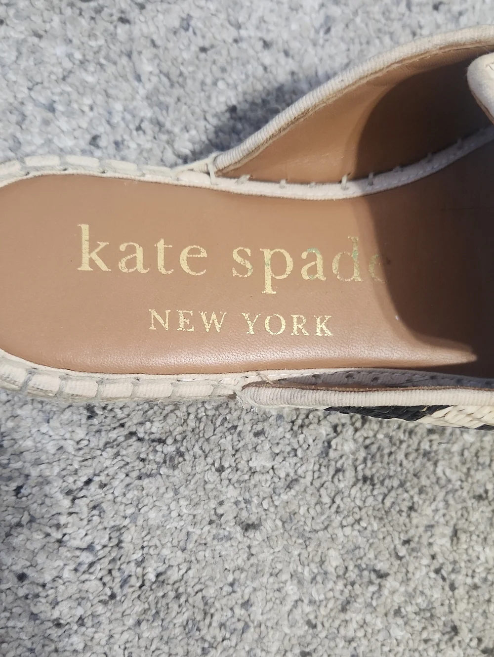Kate Spade Solero Espadrille Size 7B Black/Cream Striped